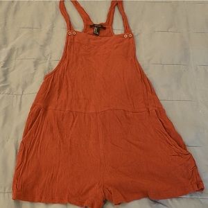 Forever 21 Linen Overall Shorts Burnt Orange Sz M